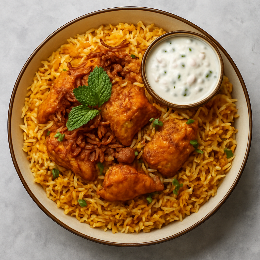Chicken Biryani at Chillies Calgary - aromatic basmati rice with spiced chicken
