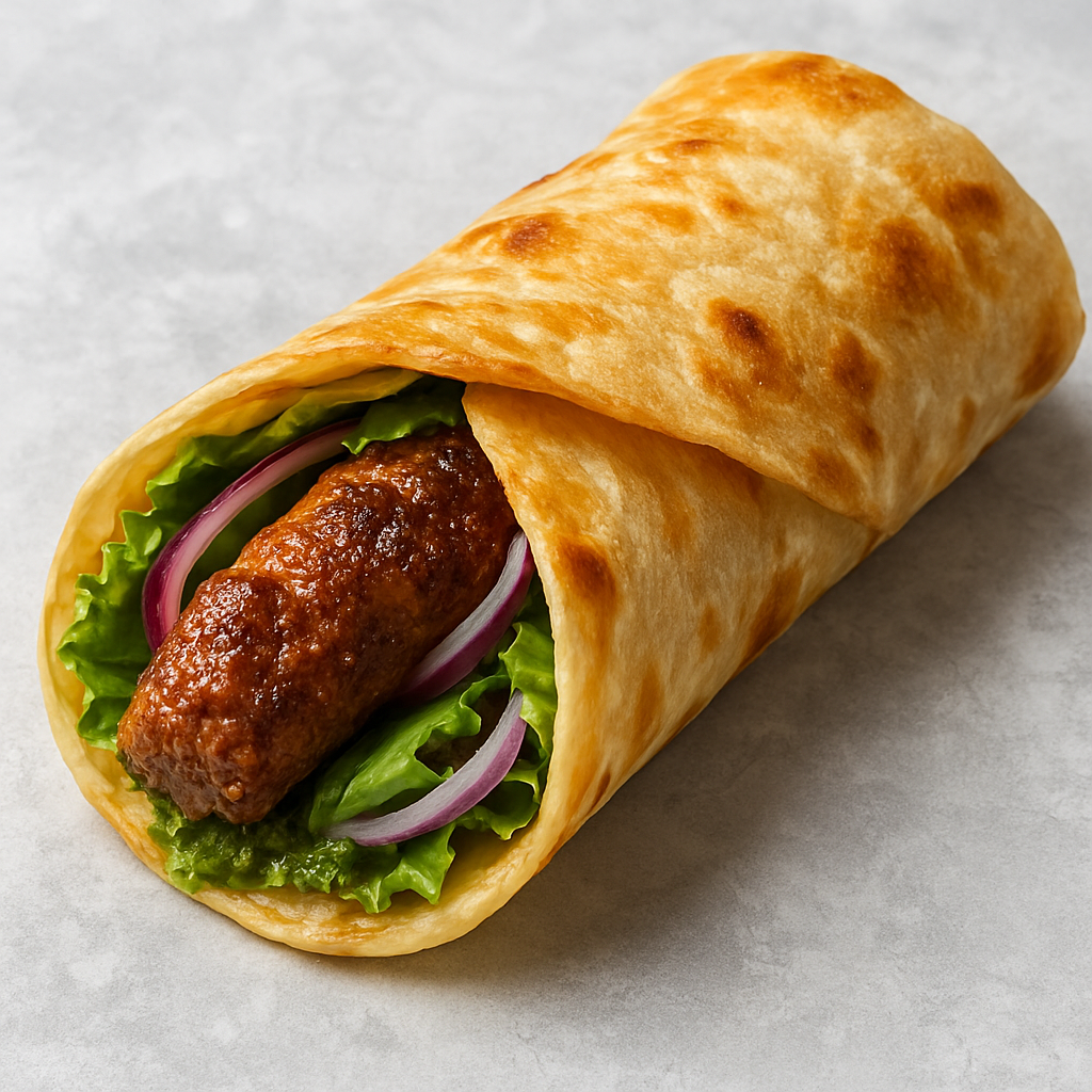 Shish Kebab Roll at Chillies Calgary - grilled minced meat kebab wrapped in paratha