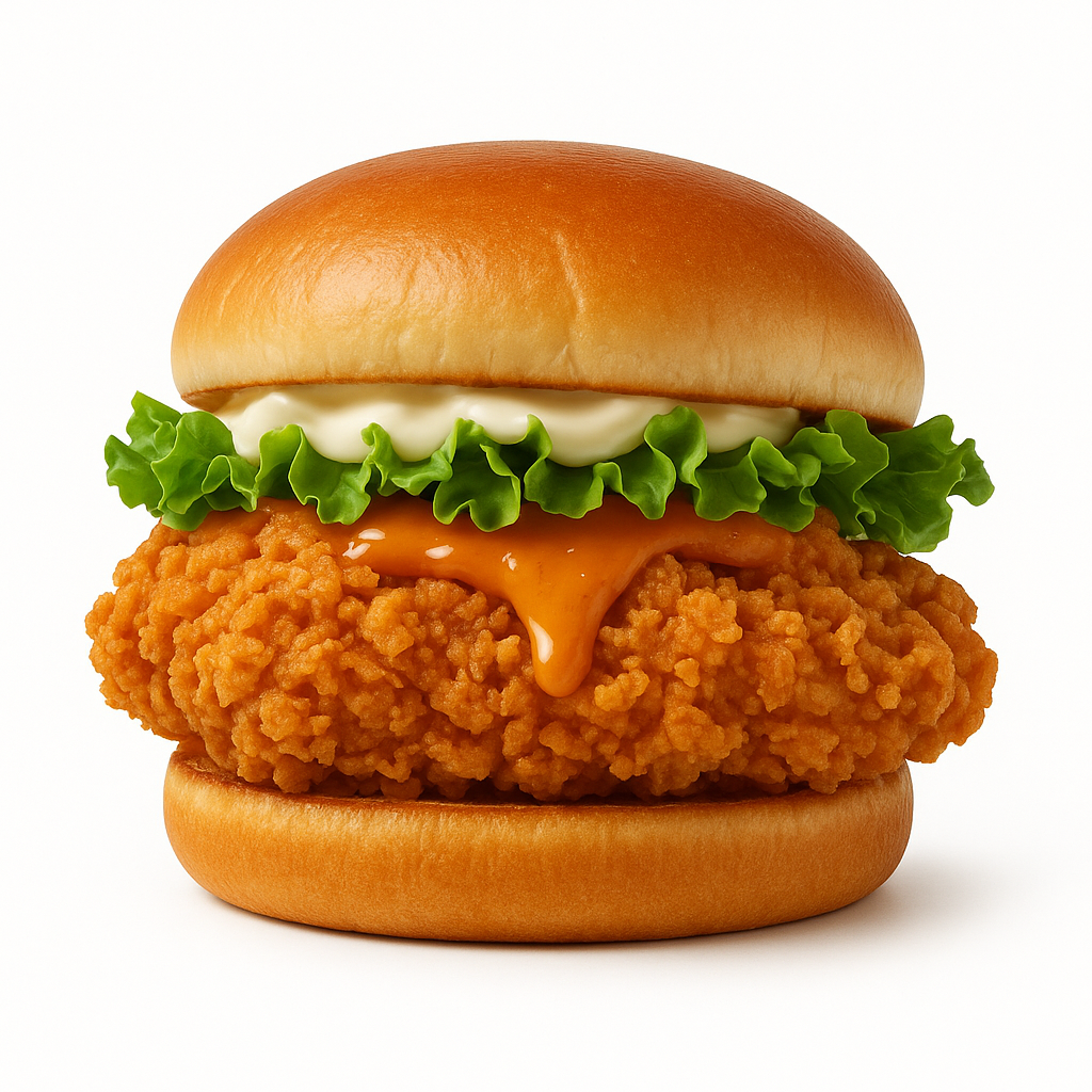 Zinger Burger at Chillies Calgary - crispy fried chicken burger with Pakistani spices